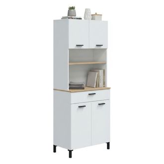 Dmora Aparador Artesian, Buf&eacute; De Sal&oacute;n, Aparador De Sal&oacute;n, Despensa De Cocina, 72x40 H185 Cm, Blanco Y Roble - Dmora