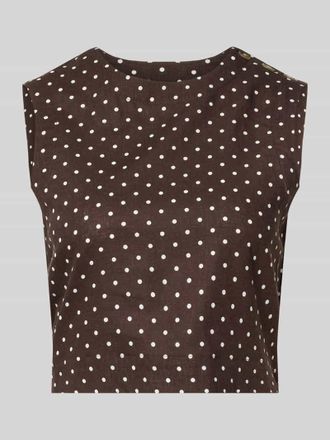 Mango Cropped Blusentop aus Leinen-Viskose-Mix Modell ROMEO in Dunkelbraun, Gr&ouml;&szlig;e XS