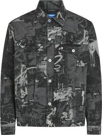Karl Lagerfeld all-over-print denim jacket - Grey