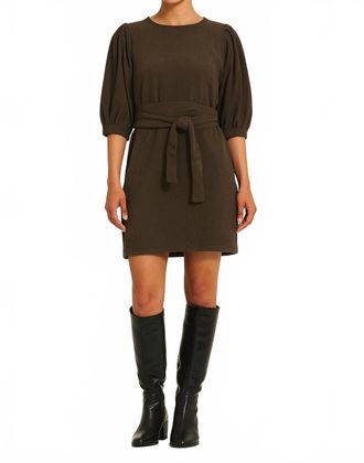 Velvet Zina Pinwale Corduroy Dress With Belt In Olive