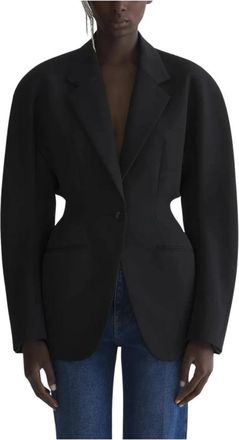 MUGLER Getailleerd Jasje - Dames - Blazers - Zwart - M - Leer - Jassen