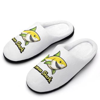 Generic Lemon1 Shark Funny Mens Slippers Cotton Warm House Shoes Memory Foam Sandals Print Size 7-14
