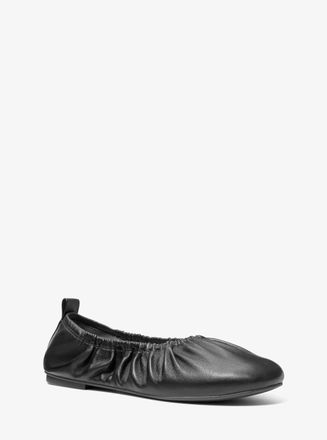 Michael Kors Bri Ruched Leather Ballet Flat