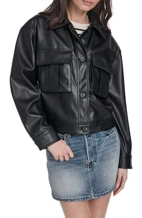 Levi's Faux Leather Shirt Jacket in Black at Nordstrom Rack, Size X-Small