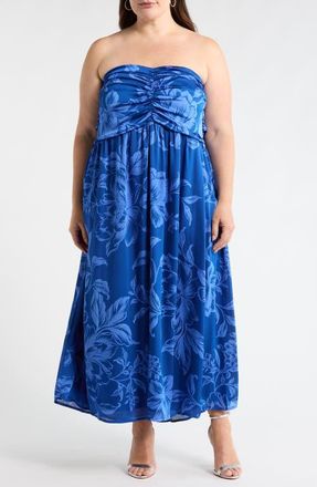 Sugarlips Ciara Floral Tiffi Convertible Maxi Dress in Navy-Blues at Nordstrom, Size 2X