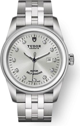 Tudor Glamour Date Automatic Diamond Silver Dial Ladies Watch 53000-0003