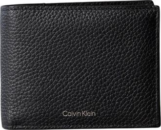 Calvin Klein Portafoglio Trifold Sottile con Logo in Lamina + Portacarte - - Accessories - Uomo - Nero - ONE SIZE
