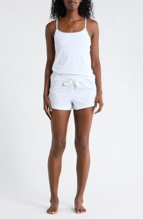 Calvin Klein Stretch Cotton Camisole & Shorts Pajamas in Ck Gingham, Ice Water at Nordstrom Rack, Size X-Large