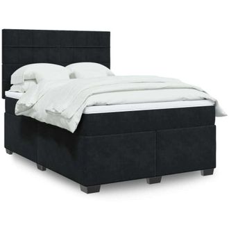 vidaXL Cama Box Spring Con Colch&oacute;n Terciopelo Negro 140x200 Cm Vidaxl