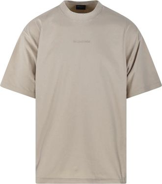 Balenciaga Tops, Heren, Beige, S, Katoen, Back Medium Fit T-Shirt