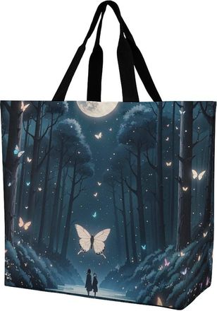 Generic Black Light Thicket Tote Bag Waterproof Grocery Bag Foldable Shopping Bags For Work College Daily Use