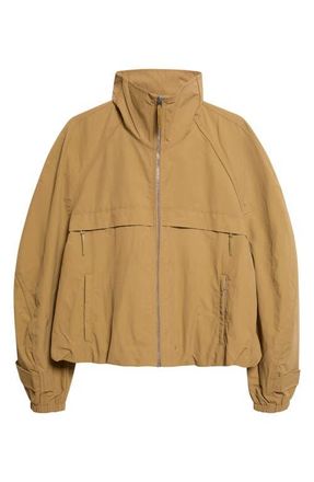 Acne Studios Odill Water Repellent Peached Nylon Jacket in Dark Khaki at Nordstrom, Size 10 Us