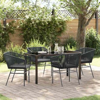 vidaXL Vidaxl - Conjunto De Comedor De Jard&iacute;n 5 Pcs Negro Polirat&aacute;n