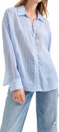 Daze Lotus Back Tie Long Sleeve Shirt In Castle Stripe