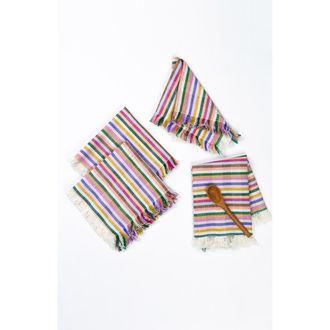 Archive New York Valentina Rainbow Striped Handwoven Cotton Party Napkins, Set of 4 at Nordstrom