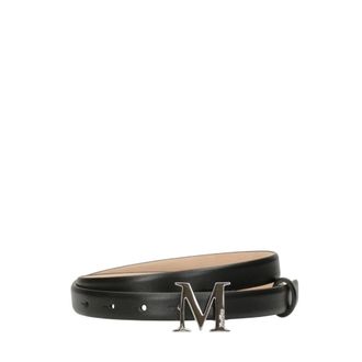 Max Mara Accessoires, Dames, Zwart, L, Leer, M Monogram Riem