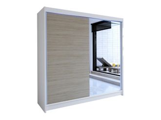 Mirjan24 Armario Closico Cavaris I, Blanco + Roble Sonoma, 215x180x58cm, Puertas De Armario: Correderas, N&uacute;mero De Estantes: 5, Led