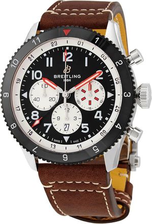 Breitling Super AVI Chronograph Automatic Chronometer Black Dial Mens Watch YB04451A1B1X1