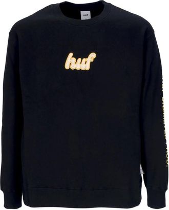 HUF Zwarte Crewneck Sweatshirt met cursief - Heren - Sweatshirts - Zwart - M - Katoen - Hoodies & sweatvesten