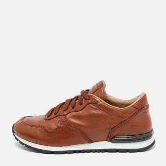 Tod's Tods Brown Leather Lace Up Low Top Sneakers