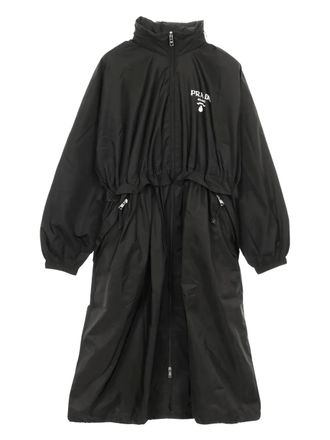 Prada 2000s logo-print hooded raincoat - women - Recycled Polyamide - 38 - Black