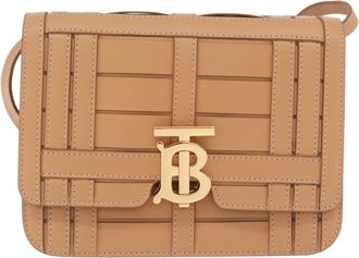 Burberry Tb Flap Woven Leather Beige Leather Handbag (Pre-Owned)