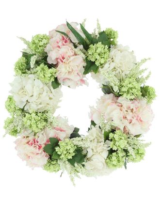Creative Displays Inc. 22In Spring Wreath With Hydrangeas, Heather & Viburnum