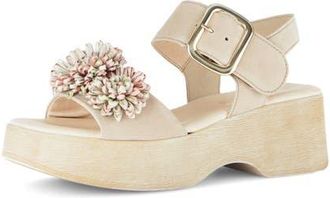 Gabor Raffia Appliqu&eacute; Platform Sandal in Oak at Nordstrom, Size 6.5Us