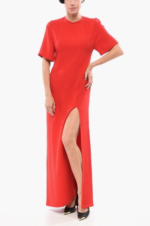 Valentino Long Silk Dress With Half Sleeves Valentino