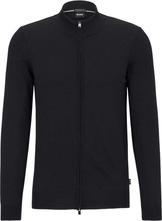 BOSS zip-up virgin-wool cardigan - men - Virgin Wool - 3XL - Black