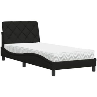 vidaXL Cama Con Colch&oacute;n Tela Negro 90x190 Cm Vidaxl