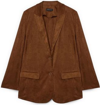 Fiorella Rubino Blazer van zachte stof - Dames - Blazers - Bruin - 3XL - Leer - Jassen