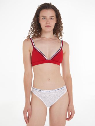 Tommy Hilfiger Triangel-Bikini-Top TRIANGLE RP, Damen, Gr. XS (34), N-Gr, rot (primary rot), Polyamid, TOMMY HILFIGER SWIMWEAR, unifarben mit Farbeinsatz, Bikini-Obe