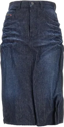 Diesel Creased denim midi skirt Woman 24