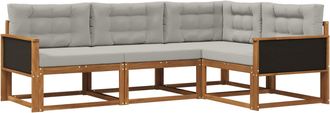 vidaXL Conjunto De Sof&aacute;s De Exterior 4 Uds. Natural Y Gris Claro Vidaxl