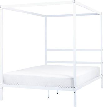 Beliani Cama Con Somier De Metal Blanco 140 X 200 Cm Contrachapado Marco Dosel Lestards
