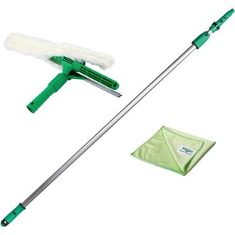 Unger Set per la pulizia dei vetri Unger 1,25 m (incl. tergivetro, asta di prolunga, panni in microfibra, pulizia senza aloni) AK131
