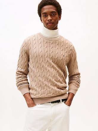 Tommy Hilfiger Flag Embroidery Cable Knit Jumper