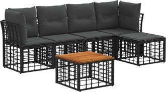 vidaXL Conjunto De Sof&aacute;s De Exterior 6 Uds. Negro Y Gris Oscuro Vidaxl