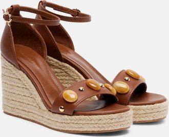 Gianvito Rossi Embellished leather espadrille wedges