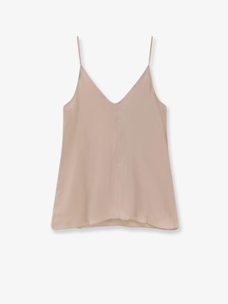 Brunello Cucinelli Womens Stretch Silk Top Beige T-Shirts & Jerseys