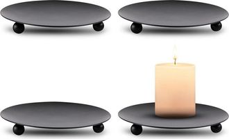 OEM Juego De 4 Platos Para Candelabros, Platos De Hierro Negro De Estilo Vintage Para Decoraci&oacute;n De Bodas, Cenas A La Luz De Las Velas, Oraciones Y Conos 