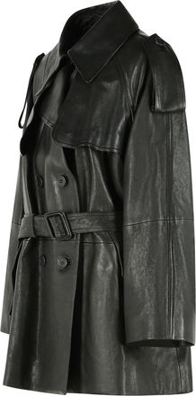 Acne Studios Structured Black Calfskin Leather Jacket with Wide Collar