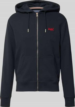 Superdry Sweatjacke mit Kapuze und Logo-Stitching in Dunkelblau, Gr&ouml;&szlig;e XXL