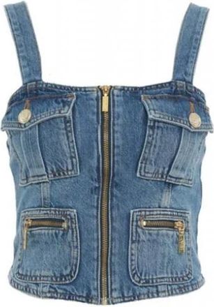 Liu Jo Ua 4089 Ds 059 Denim Top - Dames - Tops zonder mouwen - Blauw - M - Denim - Tops