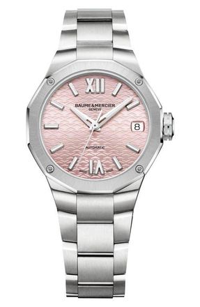 Baume & Mercier Riviera 10675 Automatic Bracelet Watch, 33mm in Pink at Nordstrom