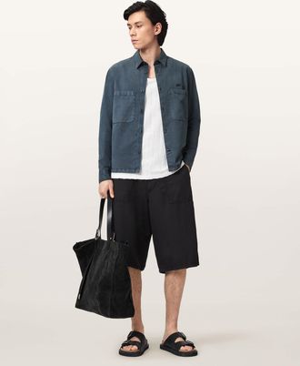 AllSaints Main: 54% Lyocell (Tencel), 46% Cotton Rohdi Long Sleeve Overshirt, Size: XXL