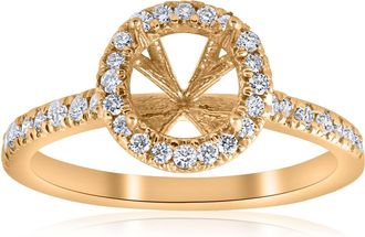 Pompeii3 36ct Halo Diamond Engagement Semi Mount 14k Yellow Gold Ring Setting 6