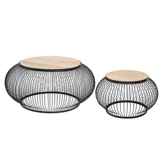 Atmosphera Set di 2 tavolini nidificanti esther in mango e metallo - Atmosphera cr&eacute;ateur dint&eacute;rieur