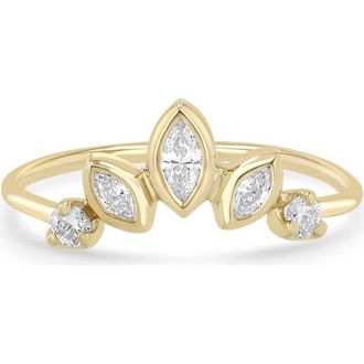 Zo&euml; Chicco 14K Gold Graduating Marquise & Prong Diamond Fan Ring in 14K Yellow Gold at Nordstrom, Size 8
